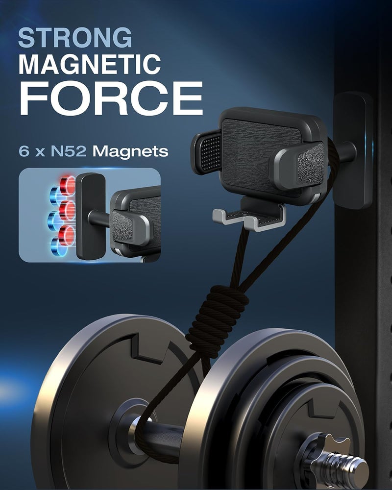 OEO Magnetic Phone Holder for Gym | Magnet Gym Phone Mount with Quick Release Clamp for Android & iPhone | Compatible with 4”–7.1” Phones & Thick Cases | Gym Accessories for Men & Women - Image 5